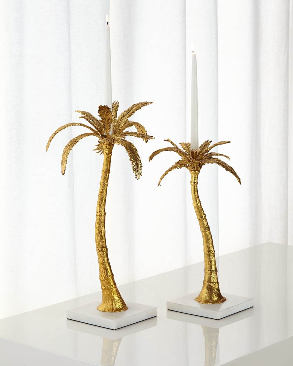 Mixed Palm Candleholders, 2-Piece Set